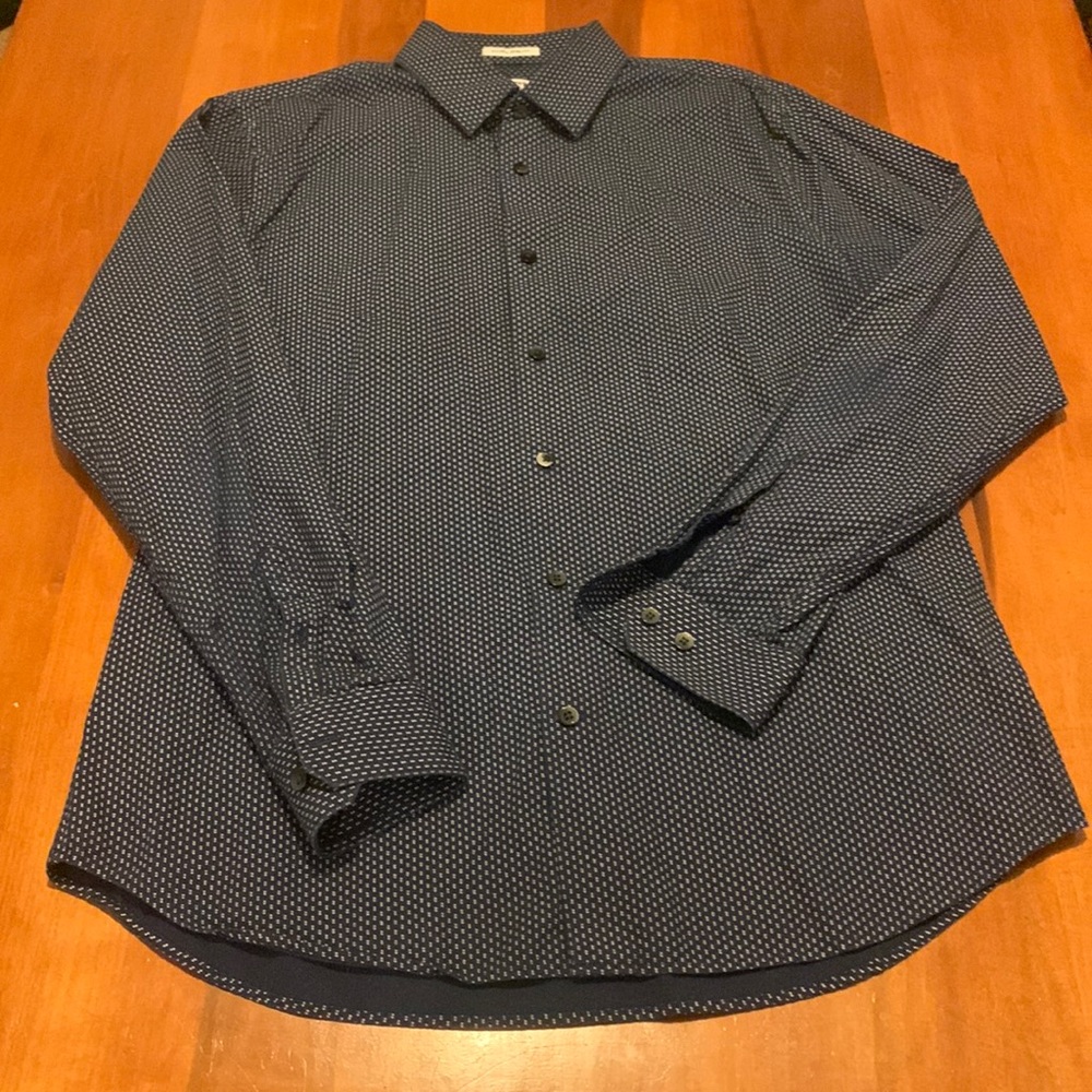 Dark Blue Express Dress Shirt with White Dots